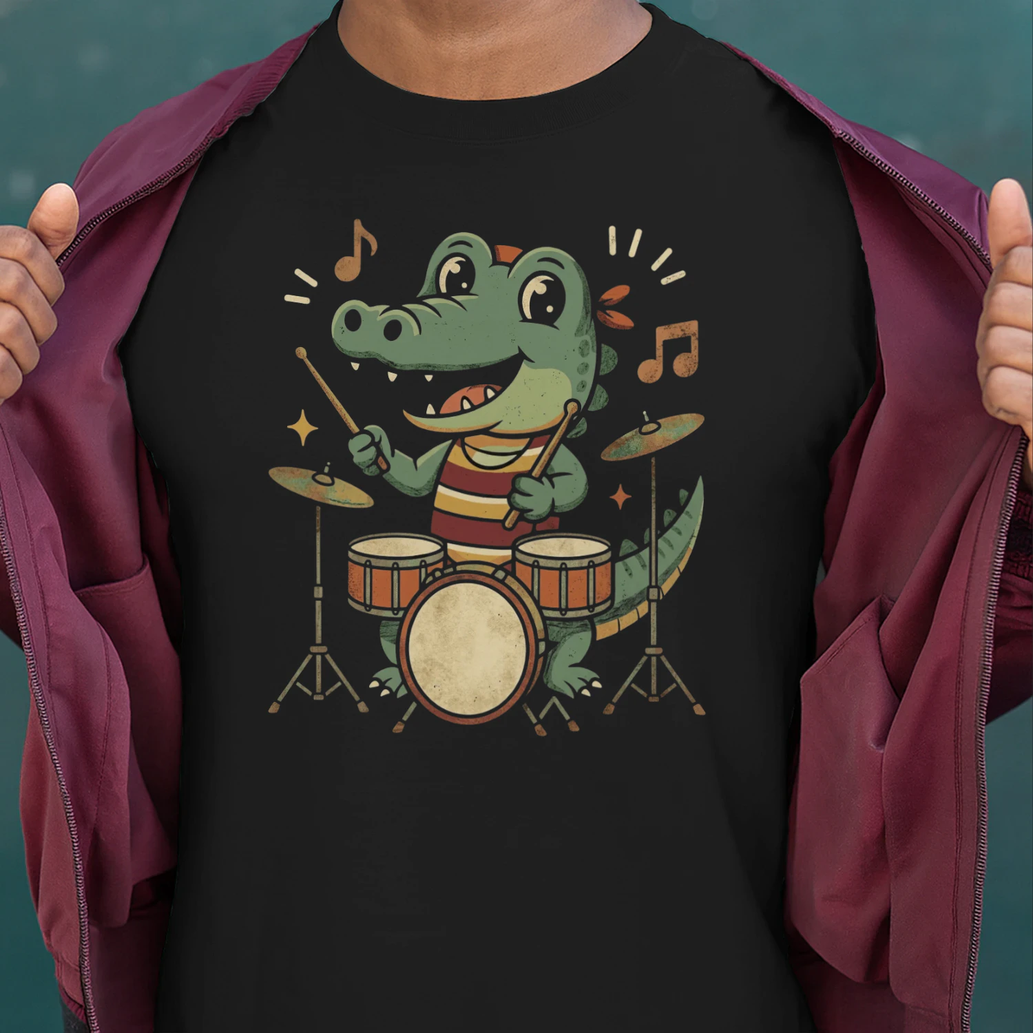 Drum Alligator Playing Music