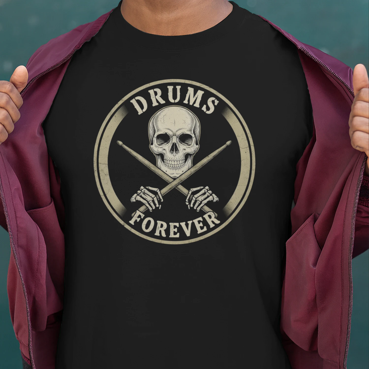 Drum Skull Crossbones Circle