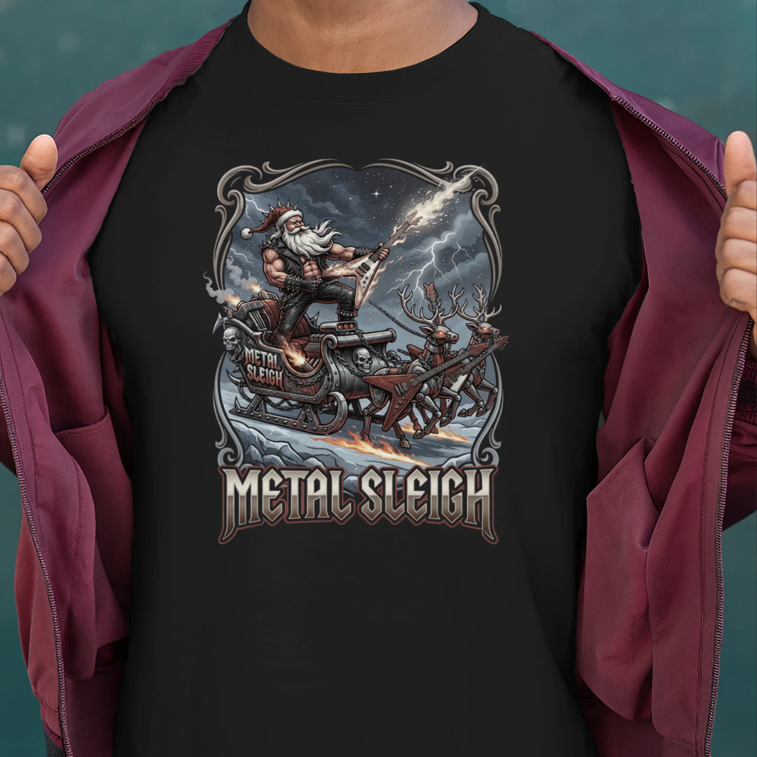 Christmas Guitar Metal Sleigh Lightning
