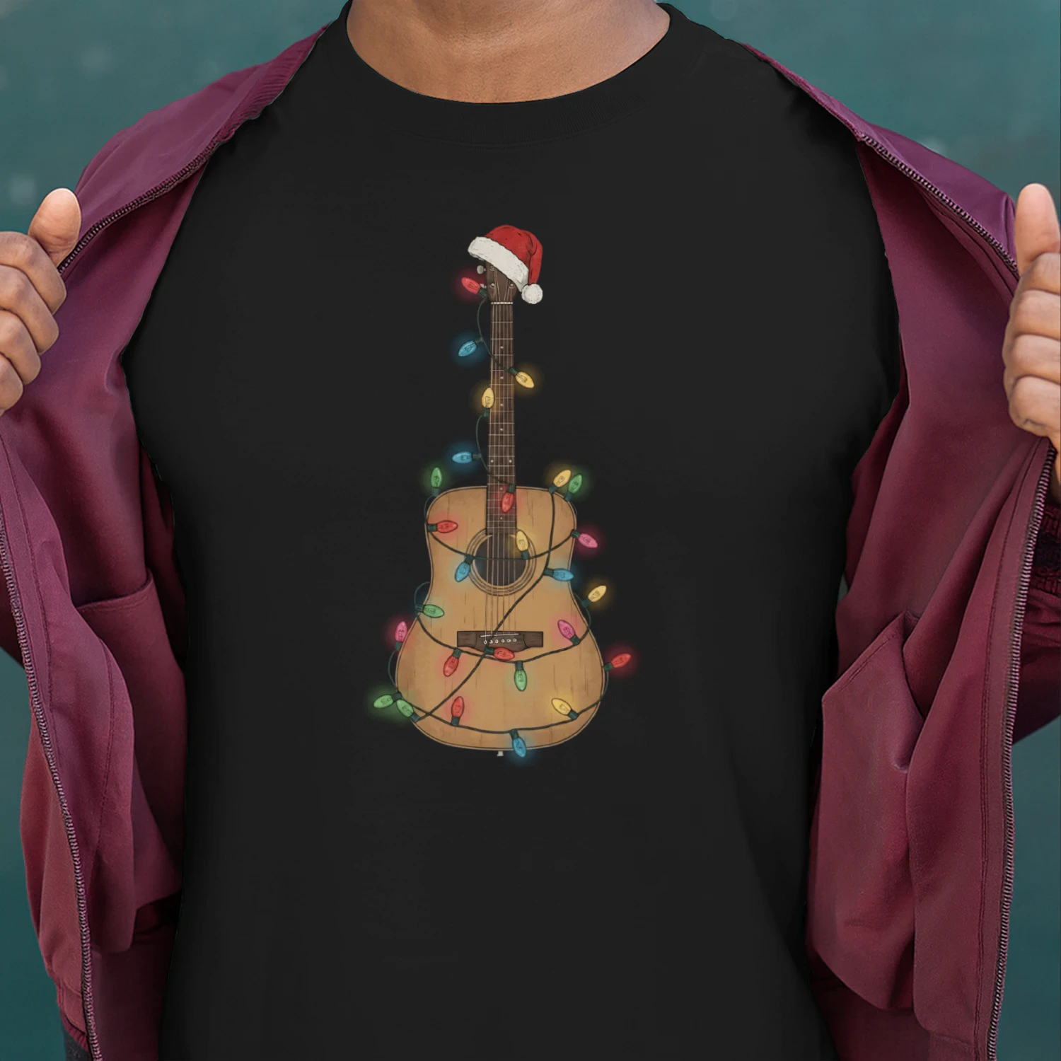 Christmas Guitar Lights Santa Hat
