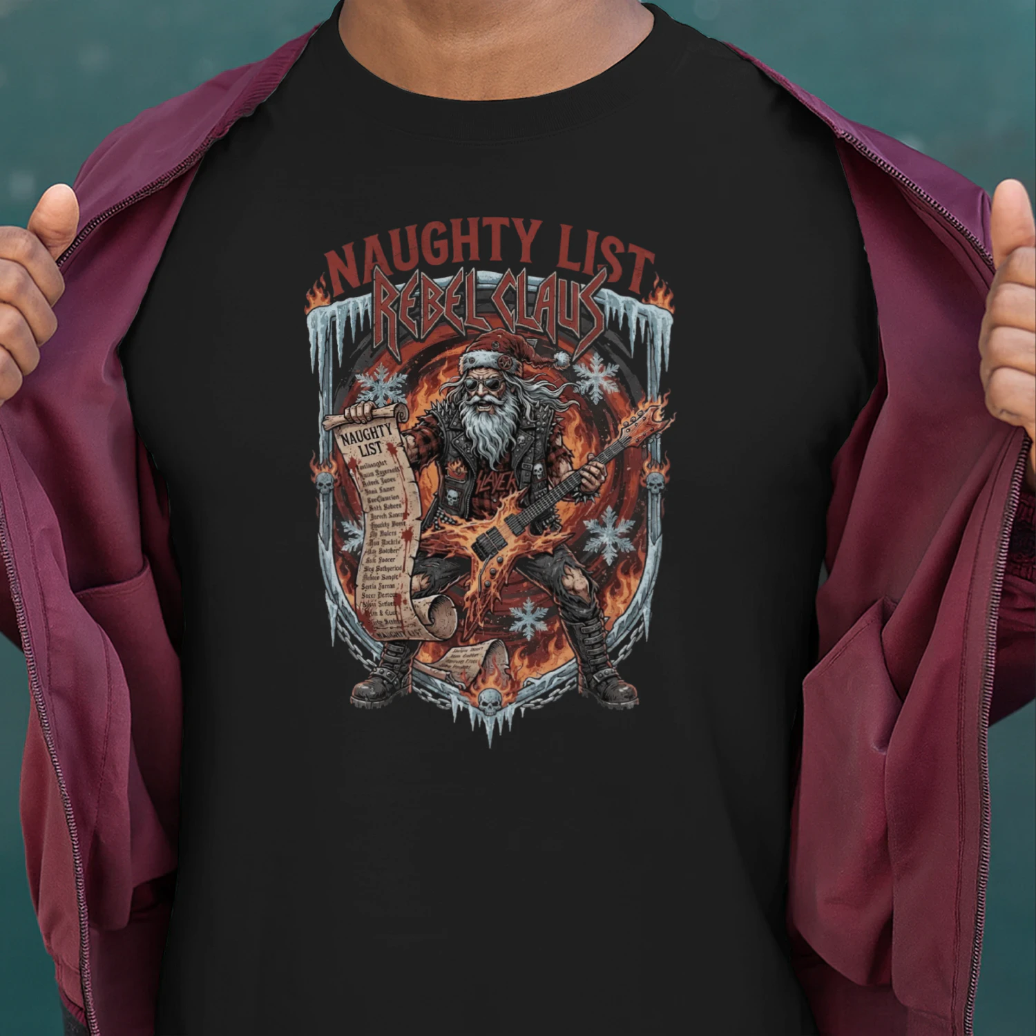 Christmas Guitar Naughty List Rebel Claus