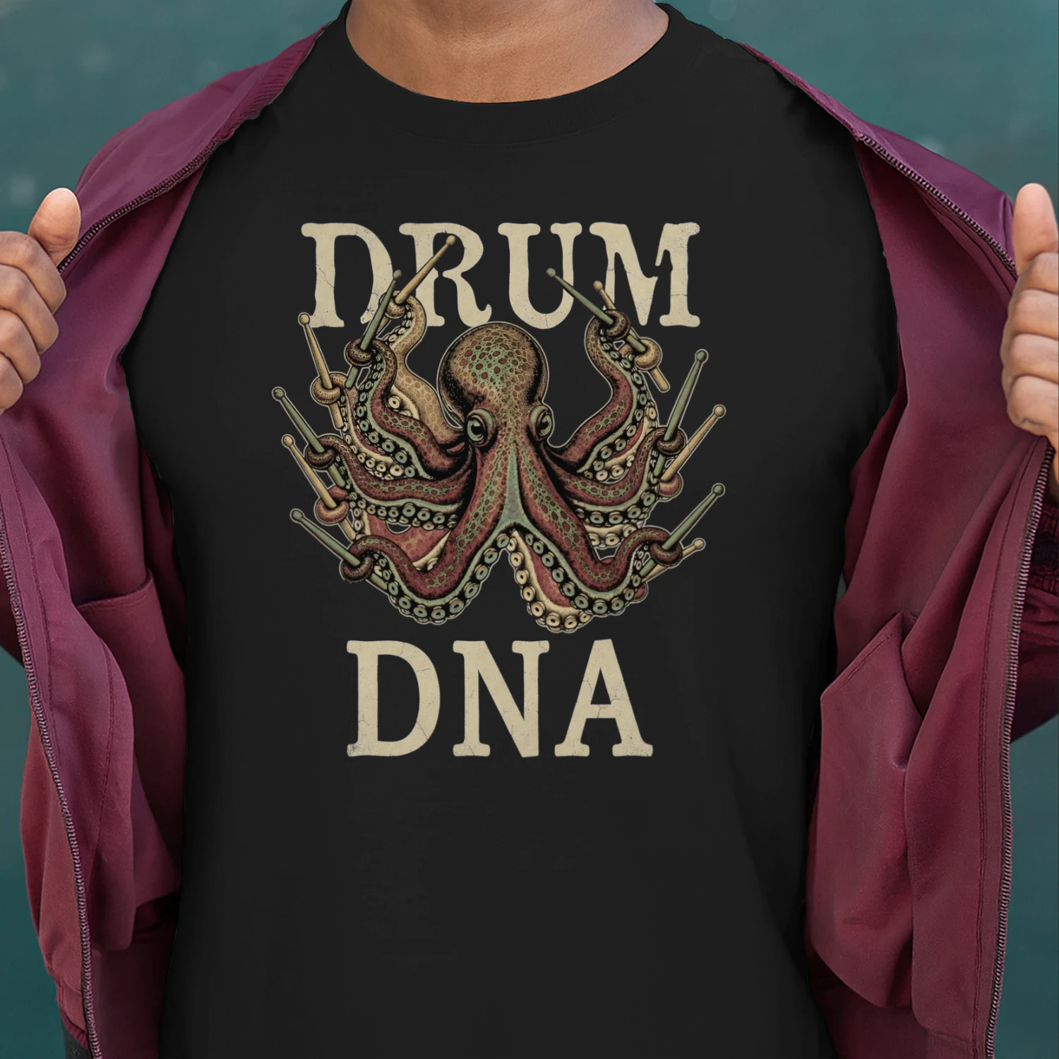 Drum octopus dna graphic art
