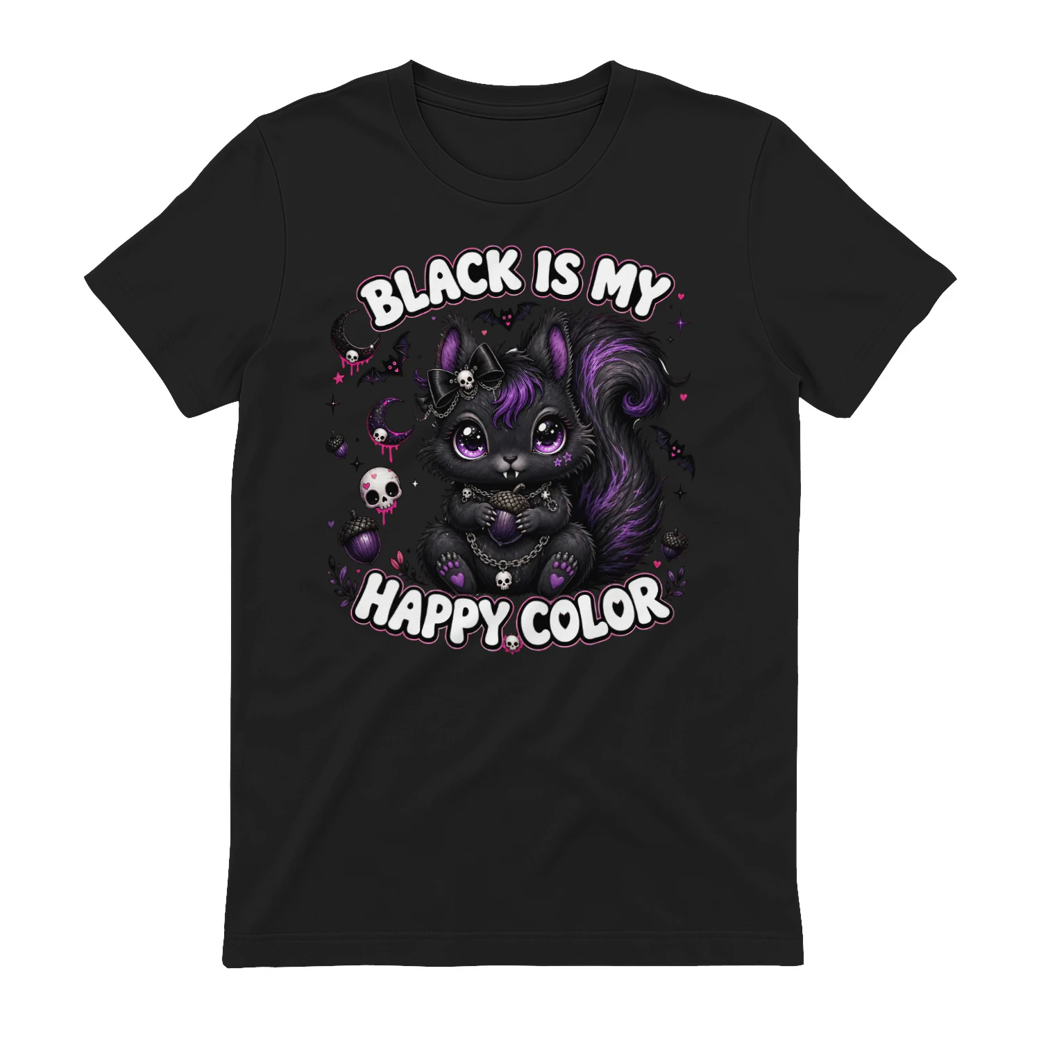 Black My Happy Color Halloween Goth Squirrel 