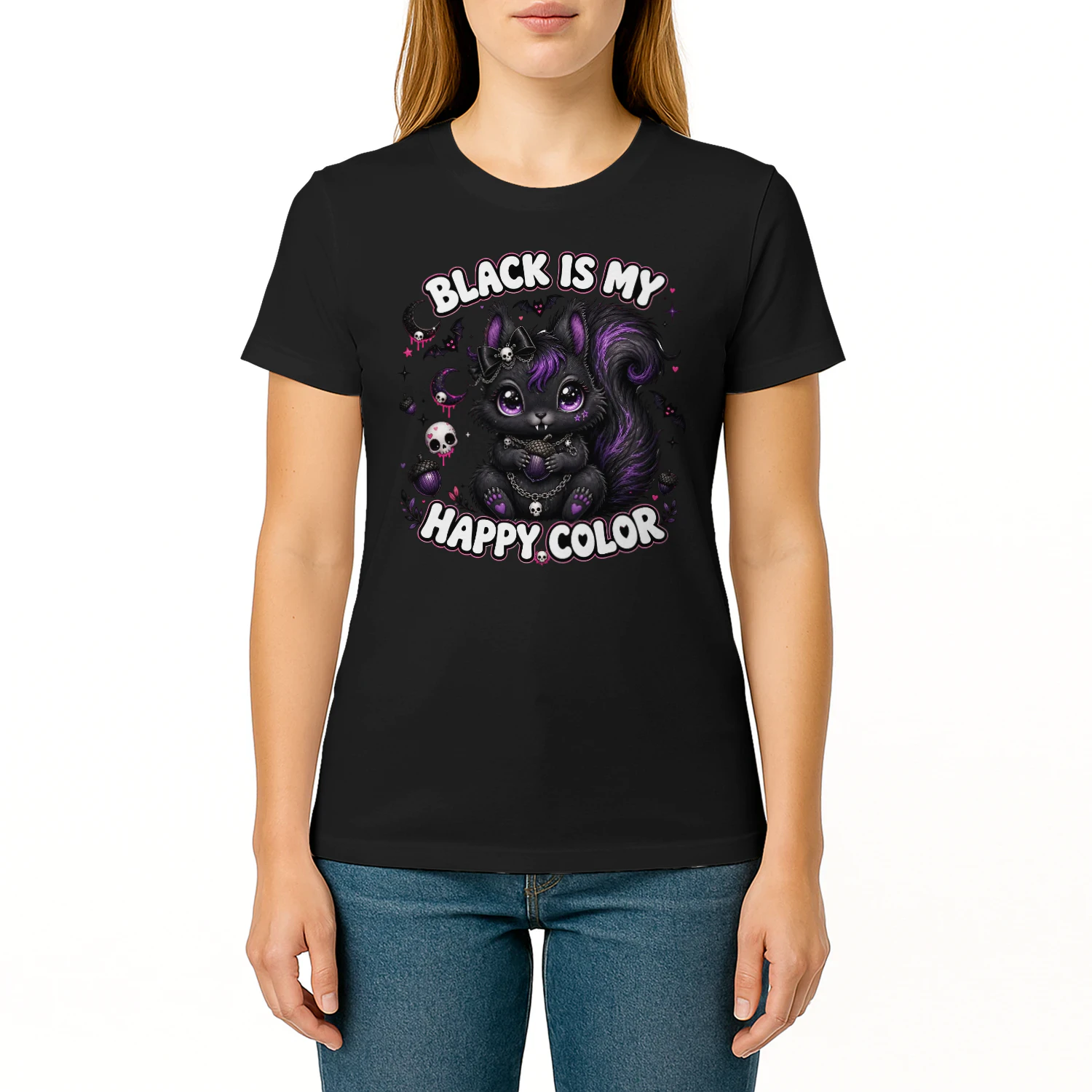 Black My Happy Color Halloween Goth Squirrel 