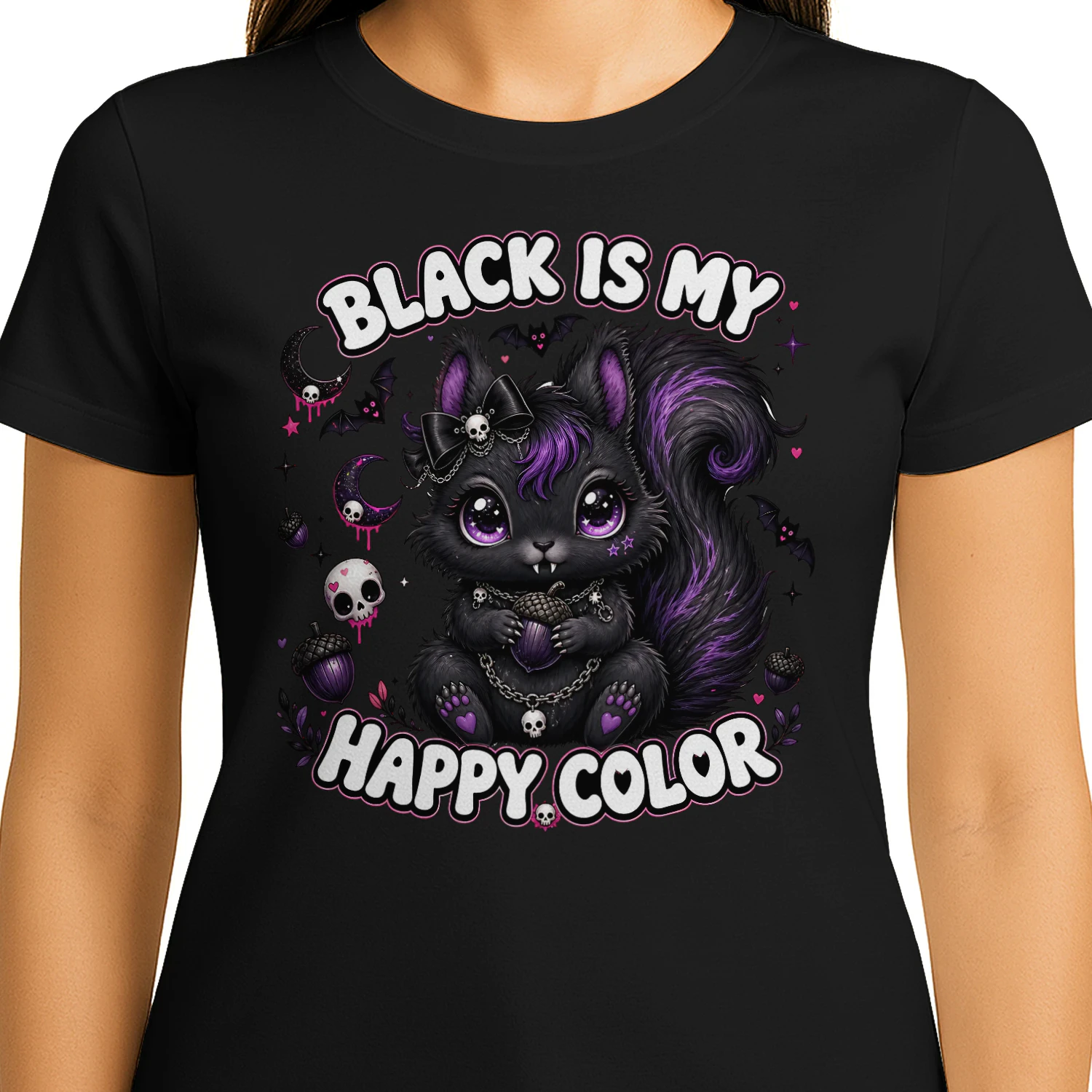 Black My Happy Color Halloween Goth Squirrel 