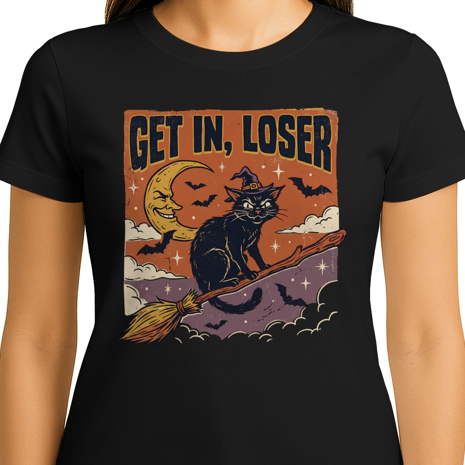 black cat halloween get in loser