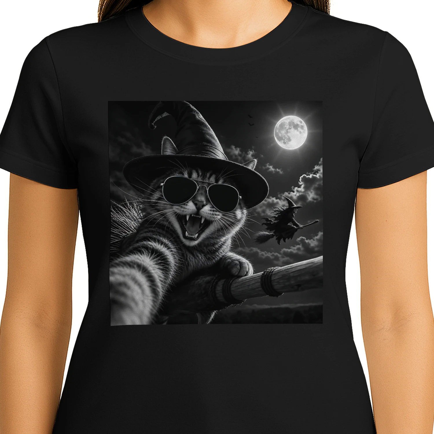 cat witch halloween selfie