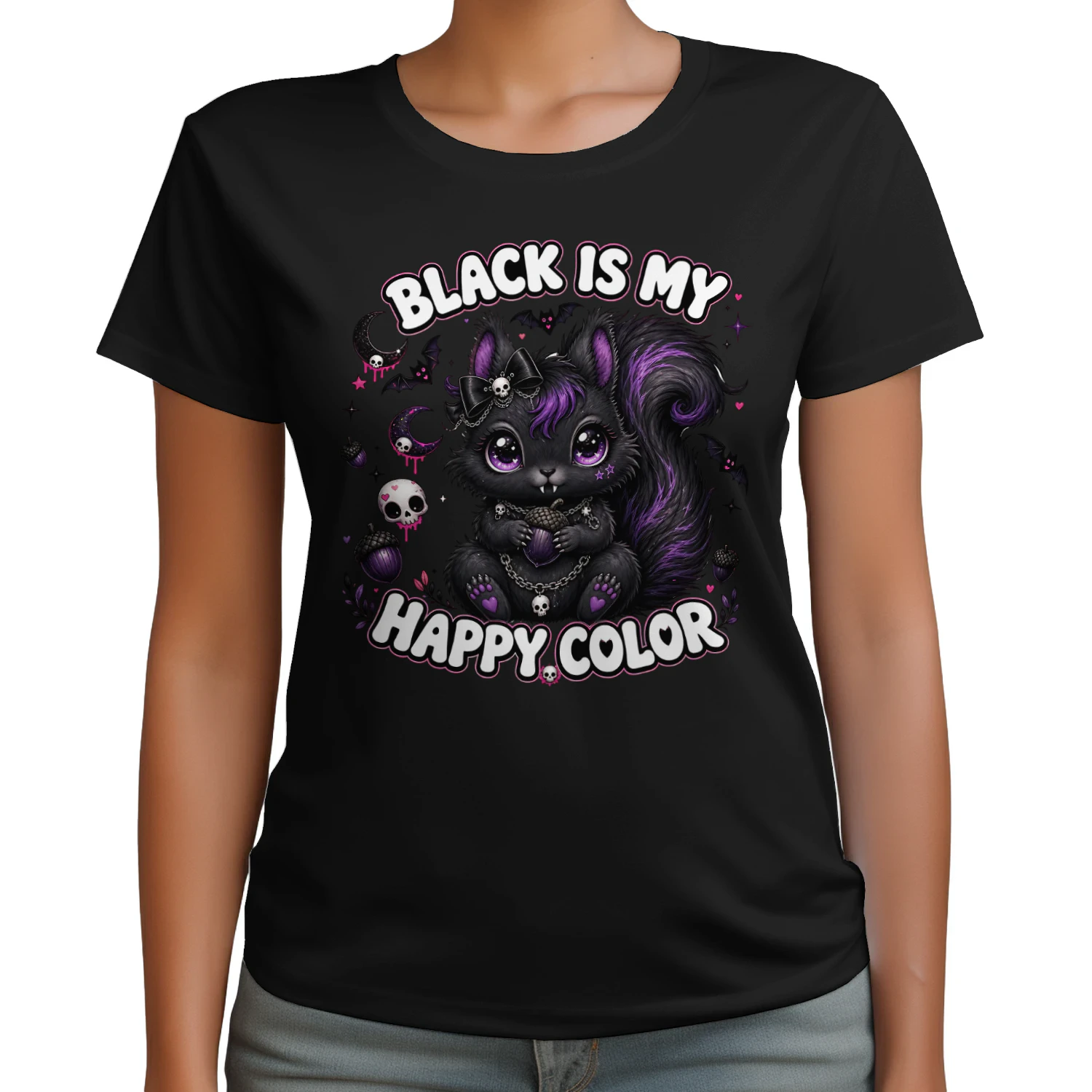 Black My Happy Color Halloween Goth Squirrel 