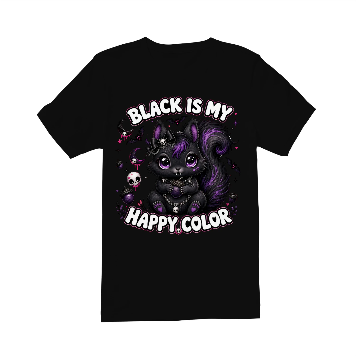 Black My Happy Color Halloween Goth Squirrel 