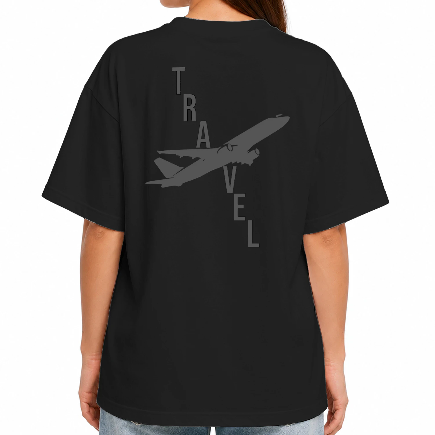 Live More, See More" Ultimate World Traveler Oversized T-shirt - Passport Stamps & Airplane