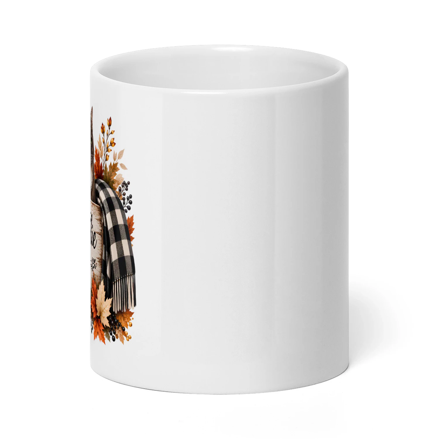 Callie Cozy Fall Cat White Mug