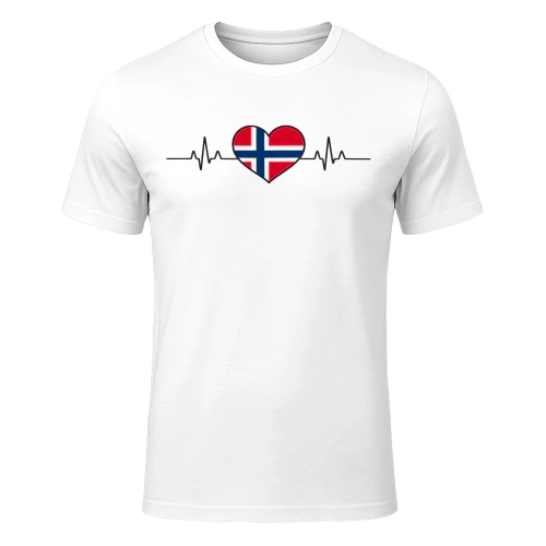 Norge i hjertet – Norsk hjertedesign unisex t-skjorte & kopp