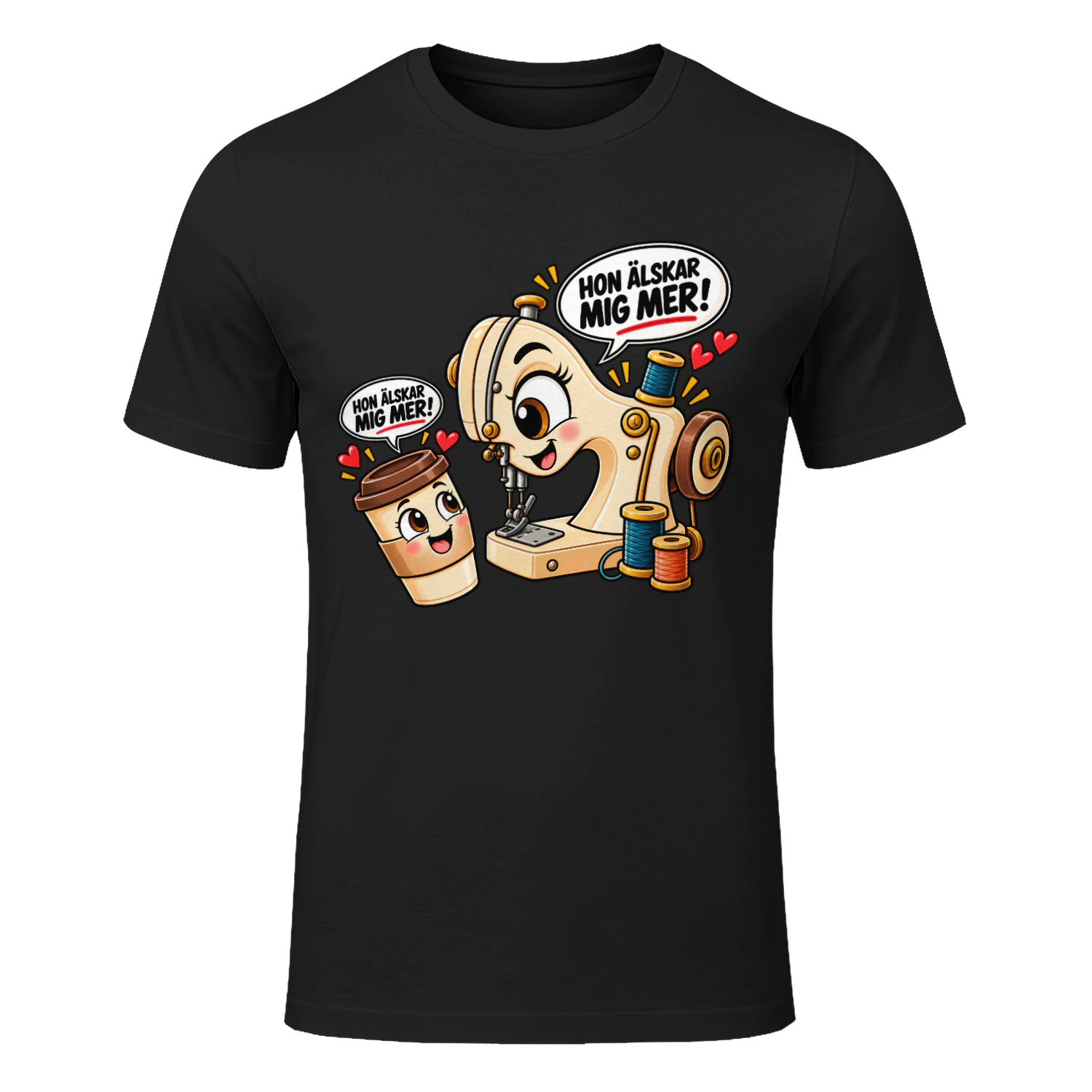Rolig Symaskin T-shirt "Hon Älskar Mig Mer"