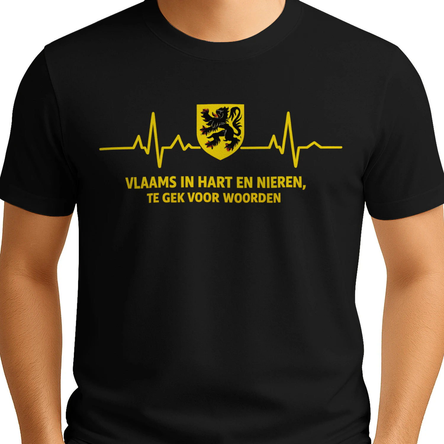 Vlaamse Leeuw Hartslag T-shirt – Trotse Vlaming Design