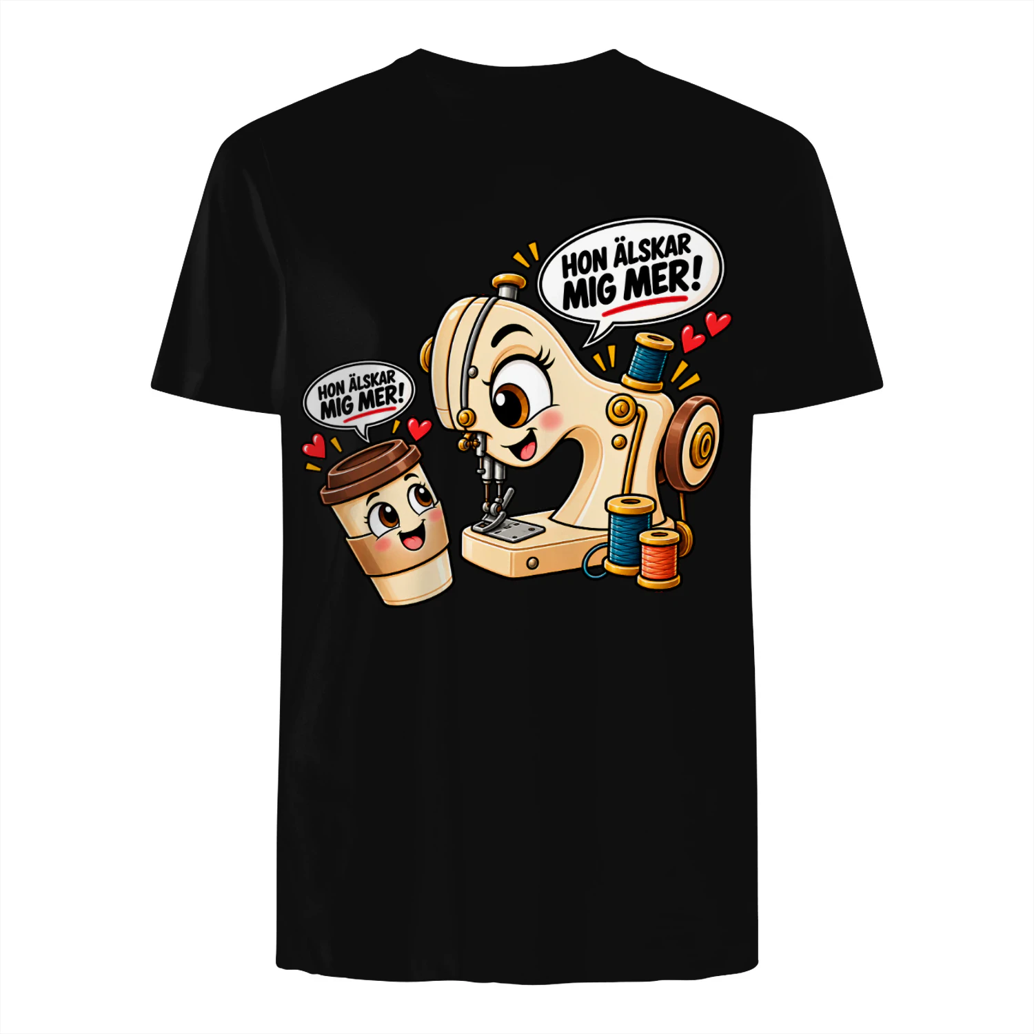 Rolig Symaskin T-shirt "Hon Älskar Mig Mer"