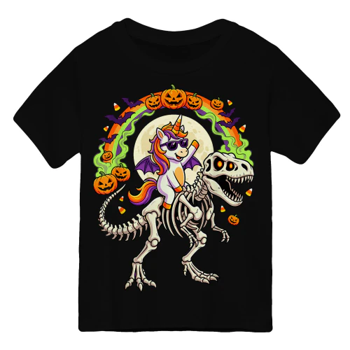 Halloween Unicorn Riding T Rex Skeleton Dinosaur