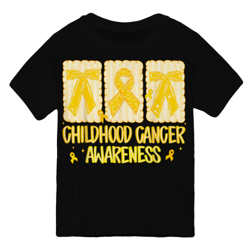 Preppy Gold Ribbon Coquette Bow Childhood Cancer