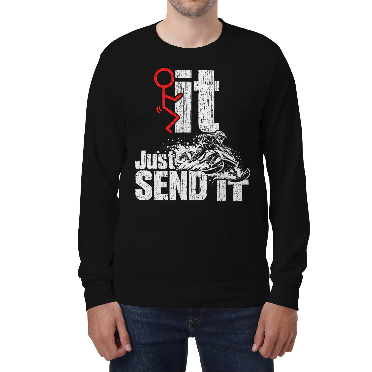 Grunge Snowmobile Rider Just Send It