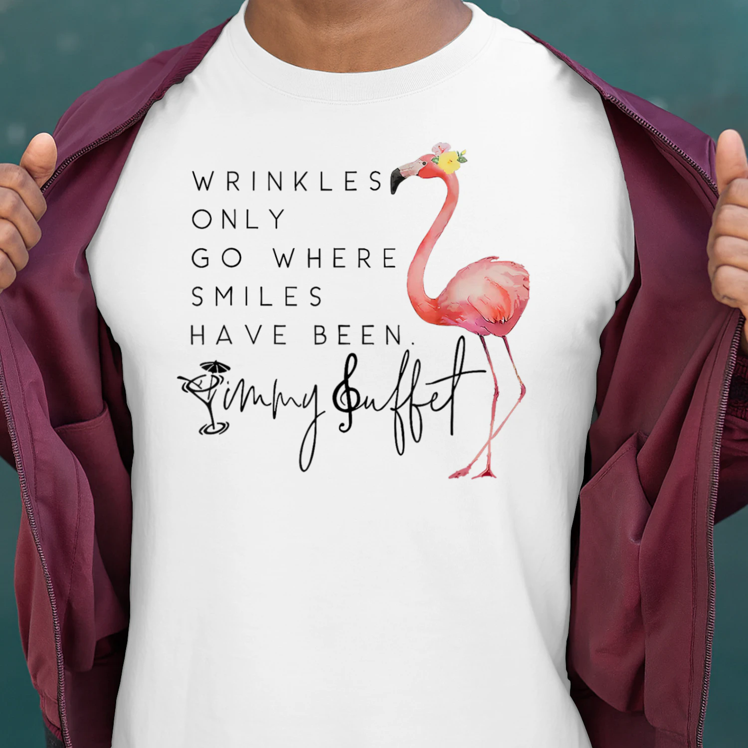 Vintage Wrinkles Only Go Where Smiles HaveBeen Cute Flamingo