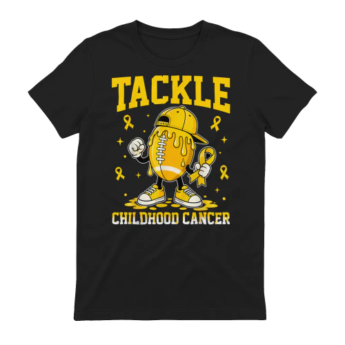 Football Drip Gold Ribbon Tackle Childhood Cancer
