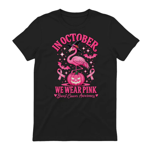 Pink Flamingo Breast Cancer Halloween Sticker