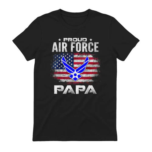 Proud Air Force Papa With American Flag Gift Veteran