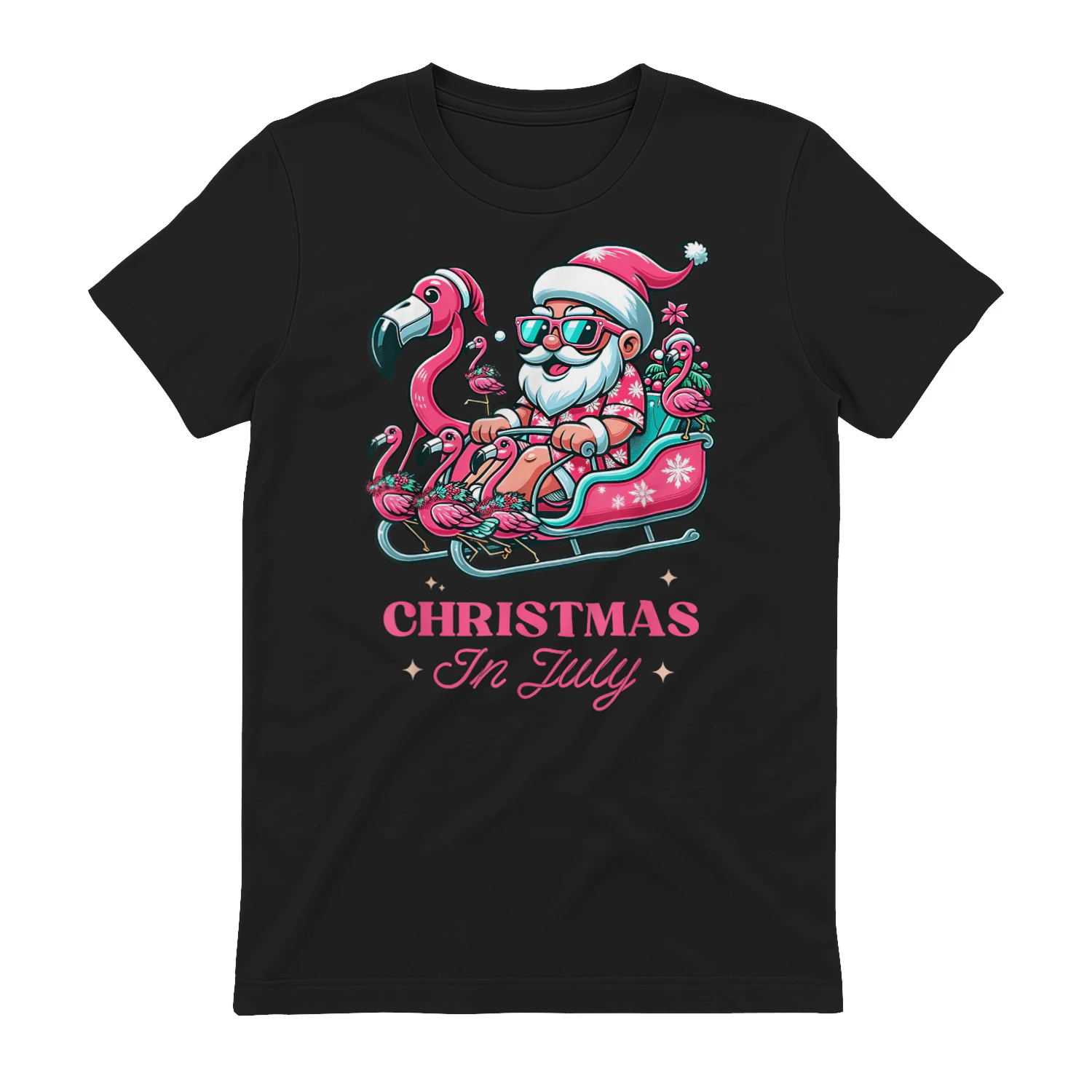 Funny Christmas in July Summer Santa Flamingo