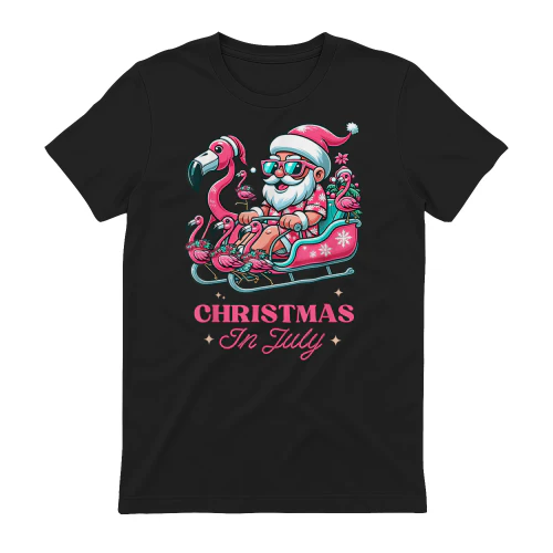 Funny Christmas in July Summer Santa Flamingo