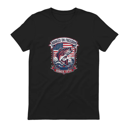Patriotic Bass Fishing American Flag 4th of July 1776 USA