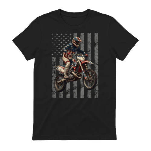 Vintage Dirt Bike Racing USA Flag Motocross