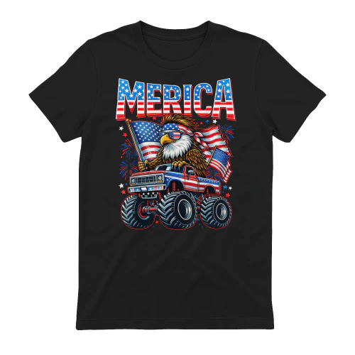 4th of July Merica Eagle Monster Truck Patriotic Men Boy Kid