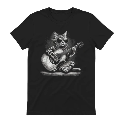 Whimsical Cat Playing Guitar Art