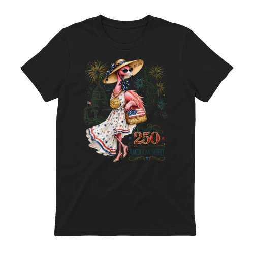 Women's Patriotic Flamingo 250 Years Celebrating American Spirit