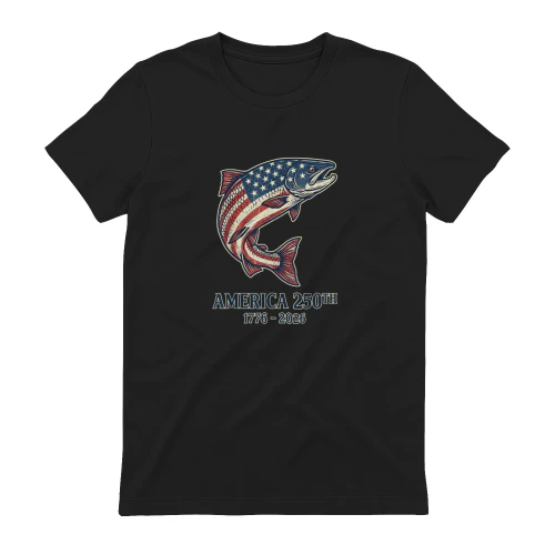 Patriotic Leaping Fish US Flag Salmon Graphic