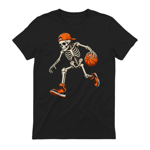 Funny Skeleton Playing Basketball Halloween Men