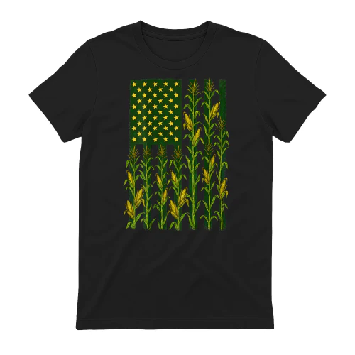 Back Vintage Corn American Flag Patriotic Farmer