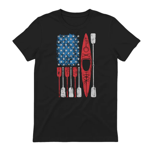 Kayak Kayaking US Flag Paddle