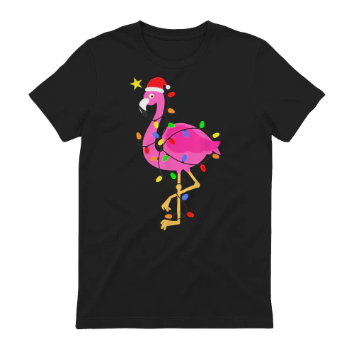 Funny Pink Flamingo in Santa Hat Christmas in