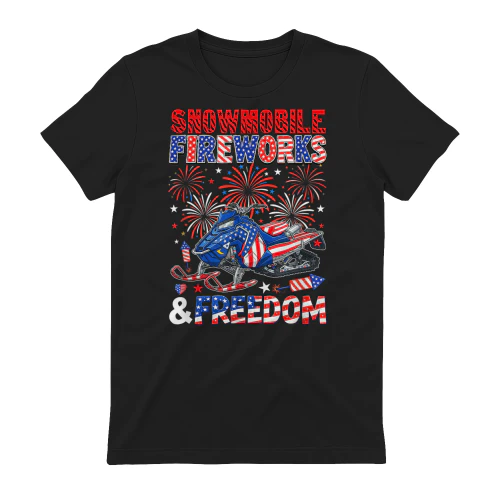 Snowmobile Freedom and Fireworks 4th July US Flag