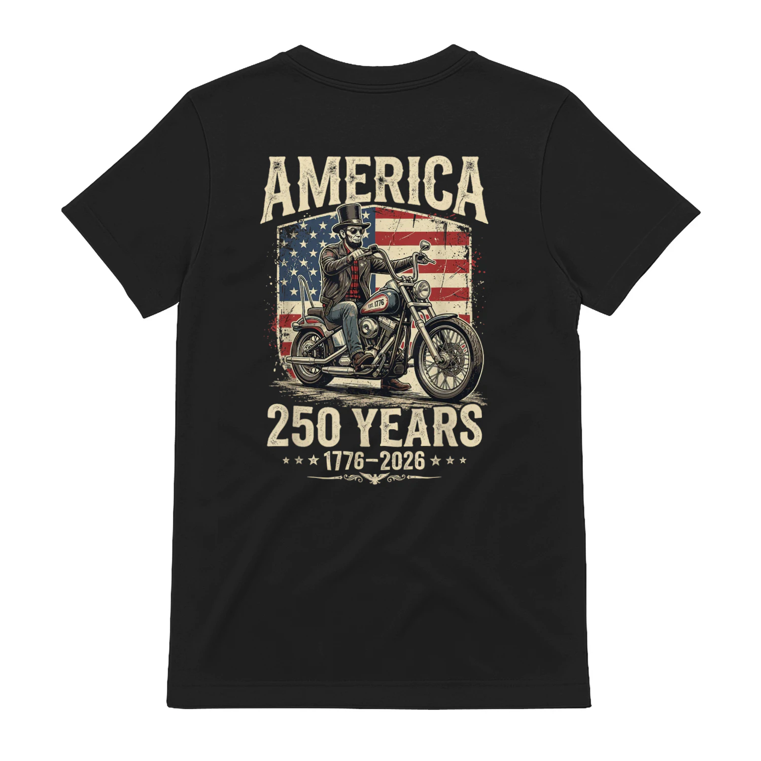 America 250 Years Freedom Abraham Lincoln Riding Motorcycle
