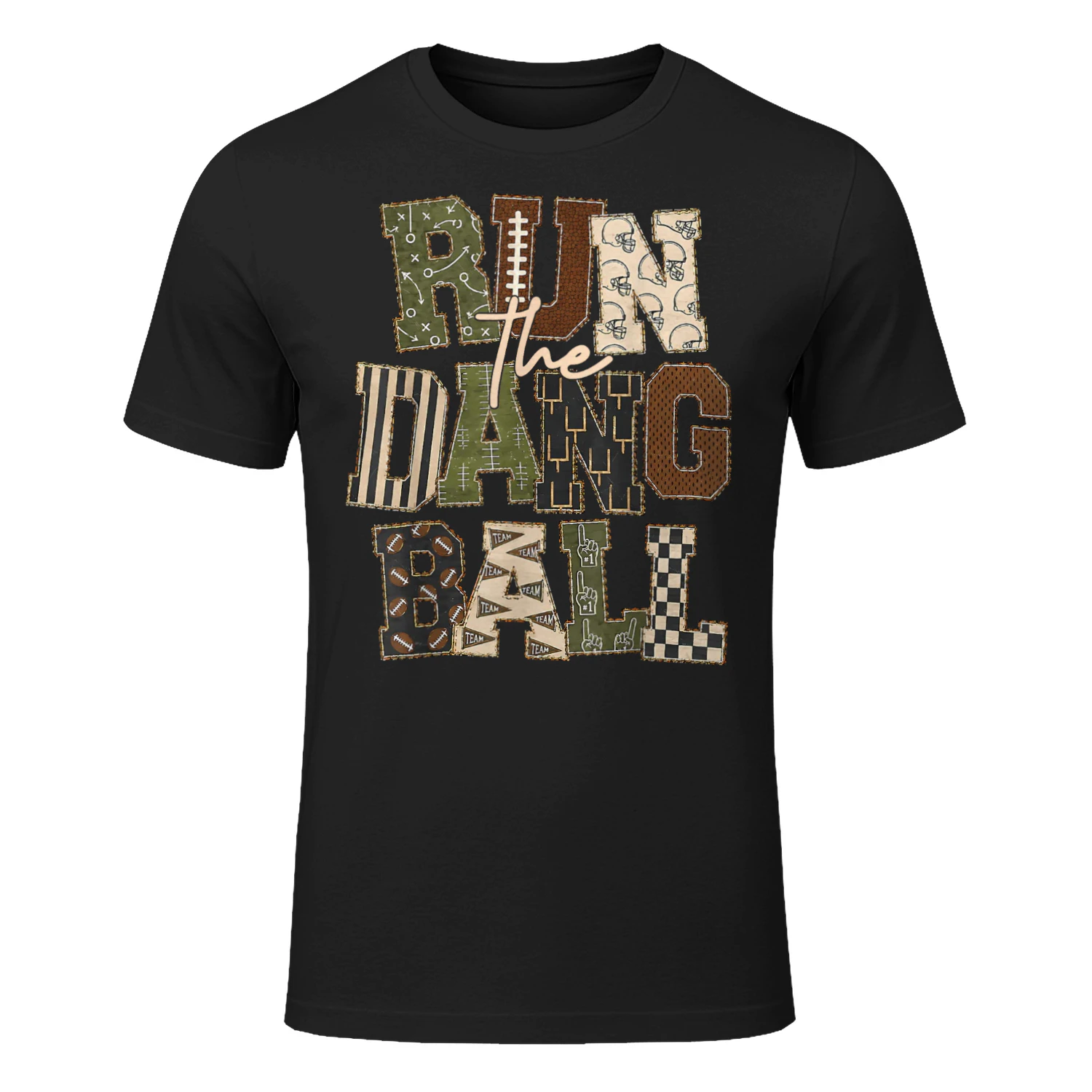 Vintage Patchwork Run The Dang Ball Football Mom