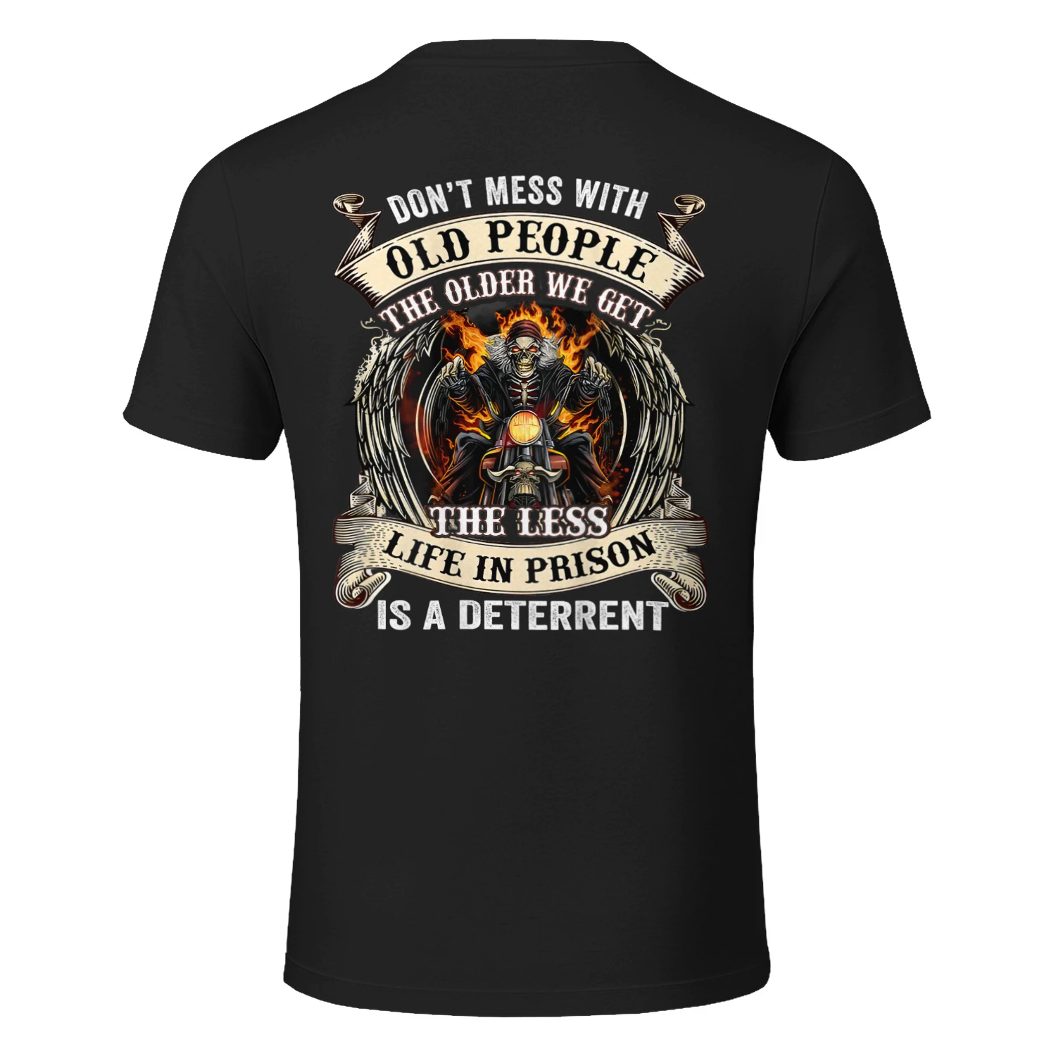 Don't Mess With Old People Skull Motorcycle Old