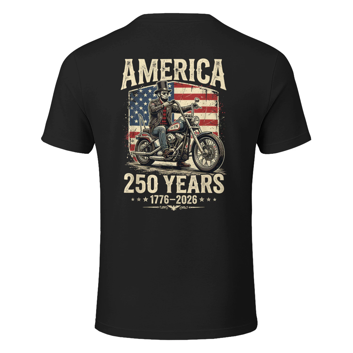 America 250 Years Freedom Abraham Lincoln Riding Motorcycle