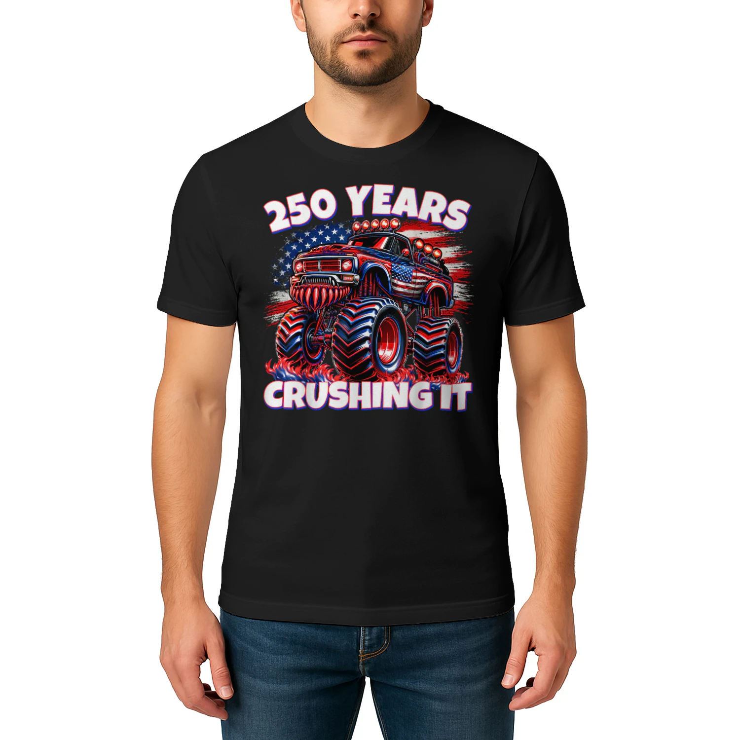 Kids 4th of July Monster Truck 250 Years Patriotic Boys