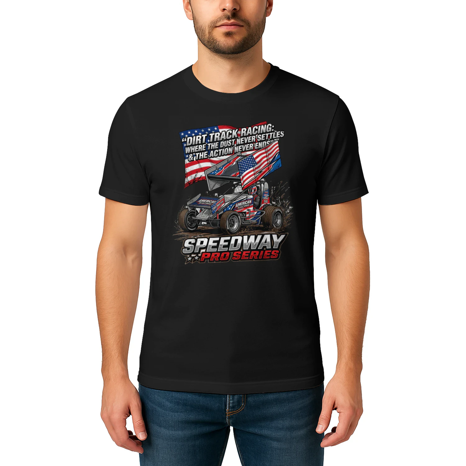 Sprint Car Dirt Track Racing Quote American Flag