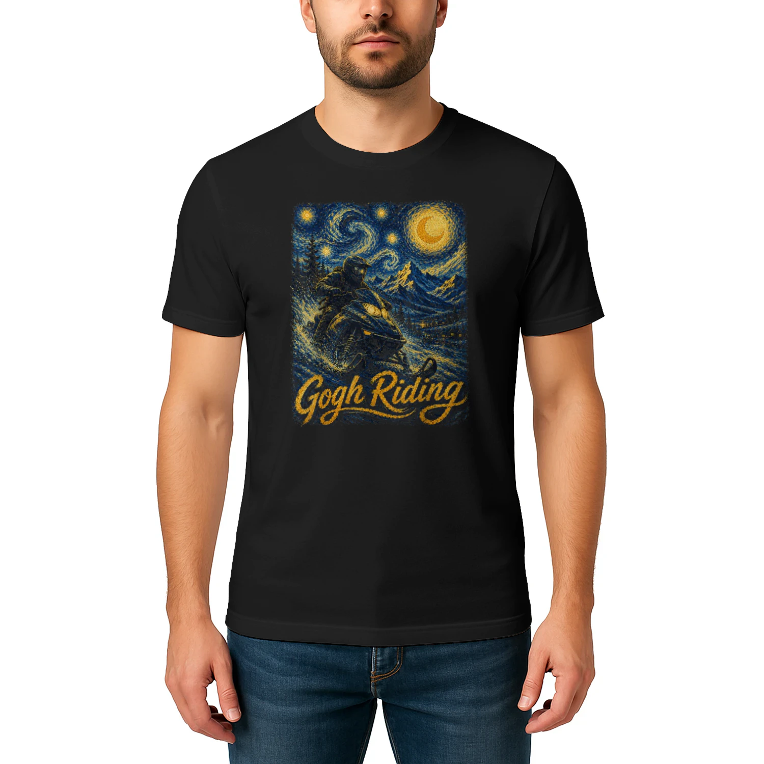 Snowmobile Gogh Riding Van Gogh Winter Art