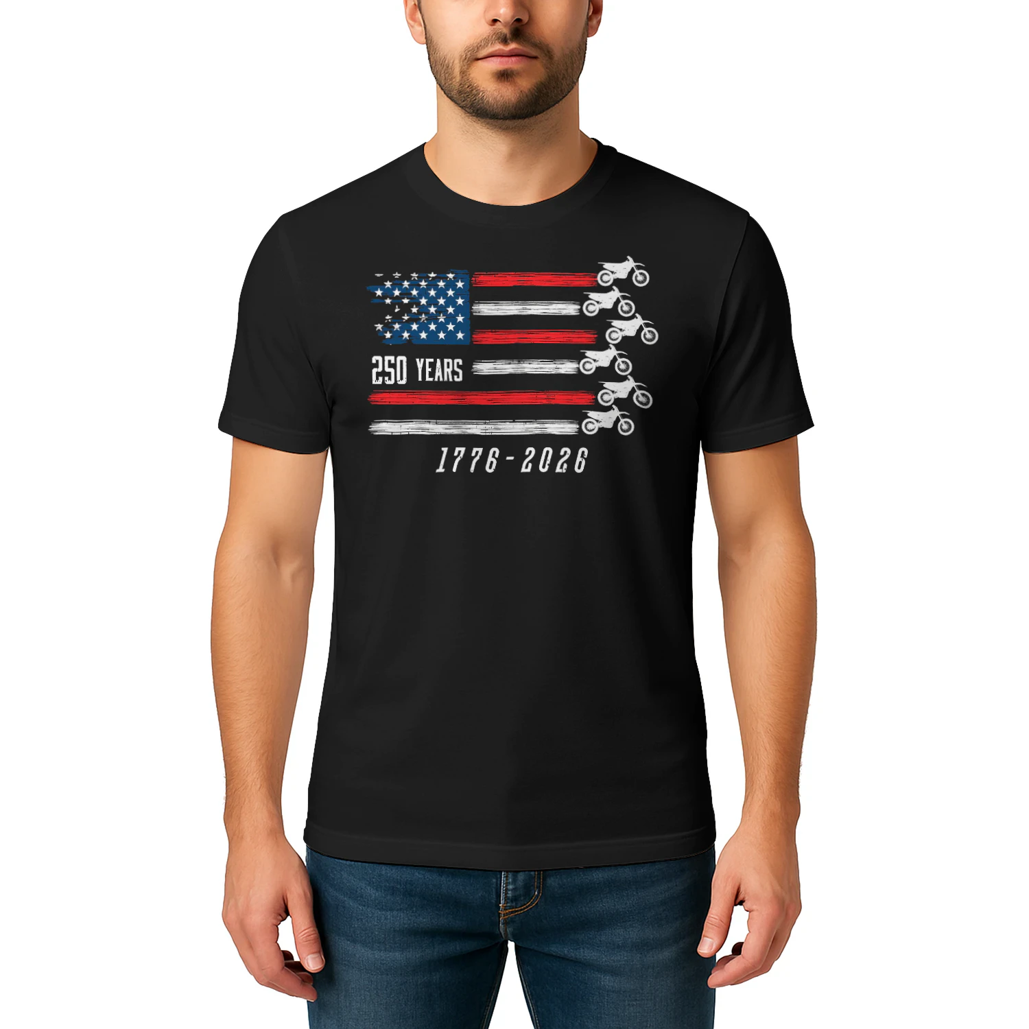 Dirt Bike Motocross America 250 Years Flag US