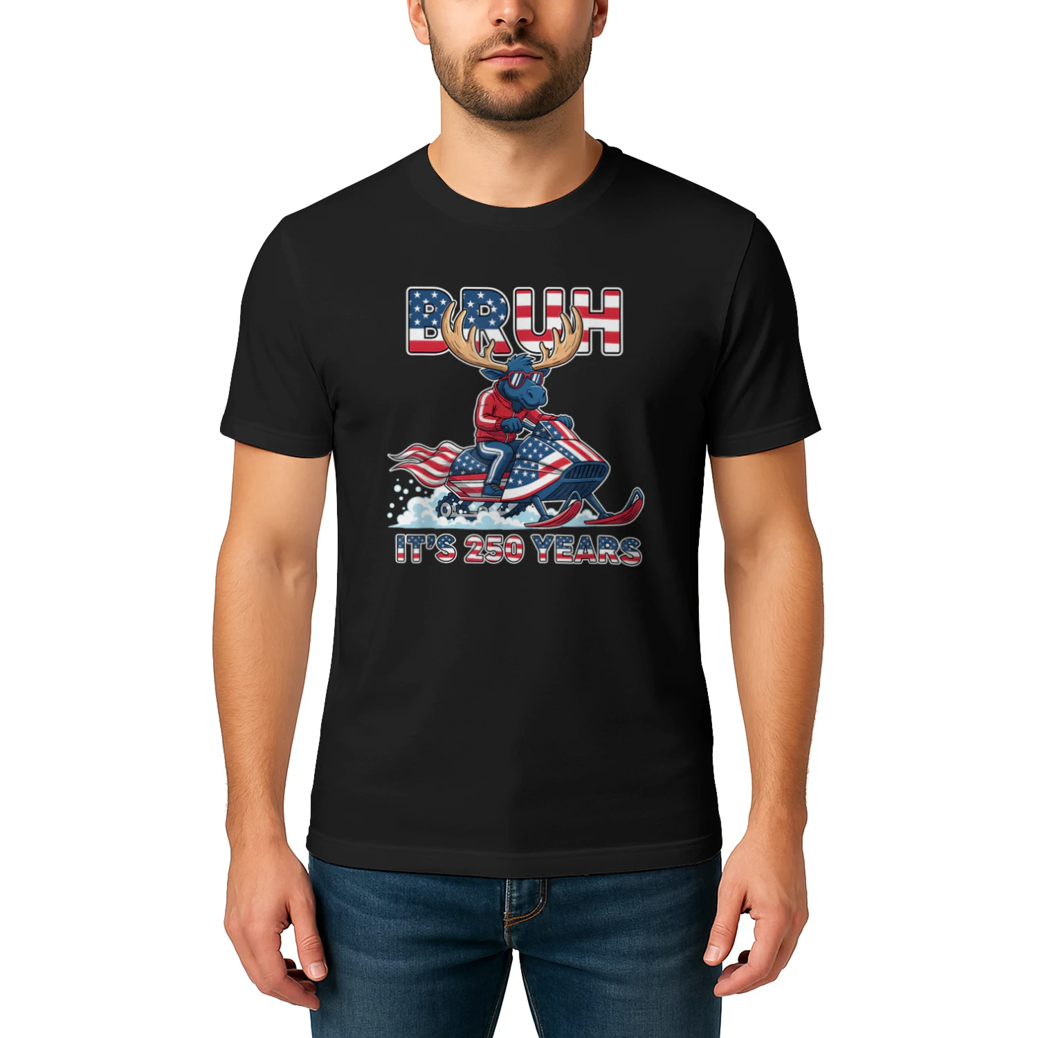 Bruh Moose Snowmobile 250 Years Patriotic Humor