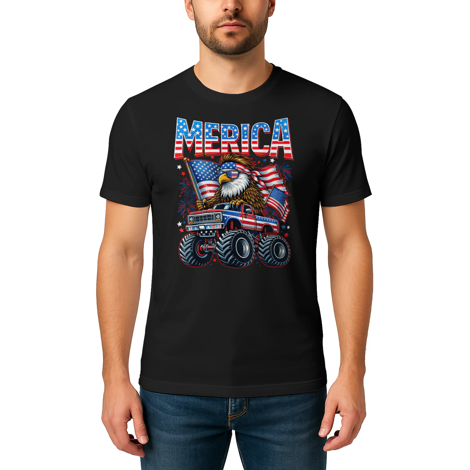 4th of July Merica Eagle Monster Truck Patriotic Men Boy Kid