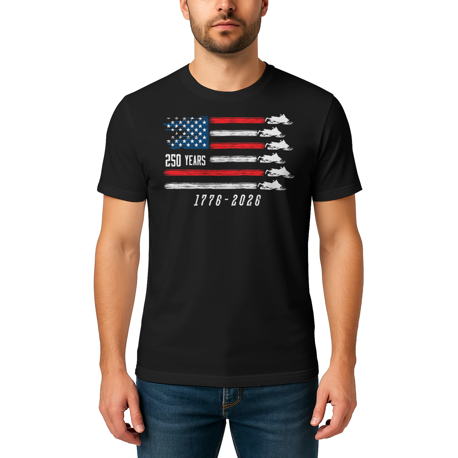 Snowmobile Sled US Flag 250 Years